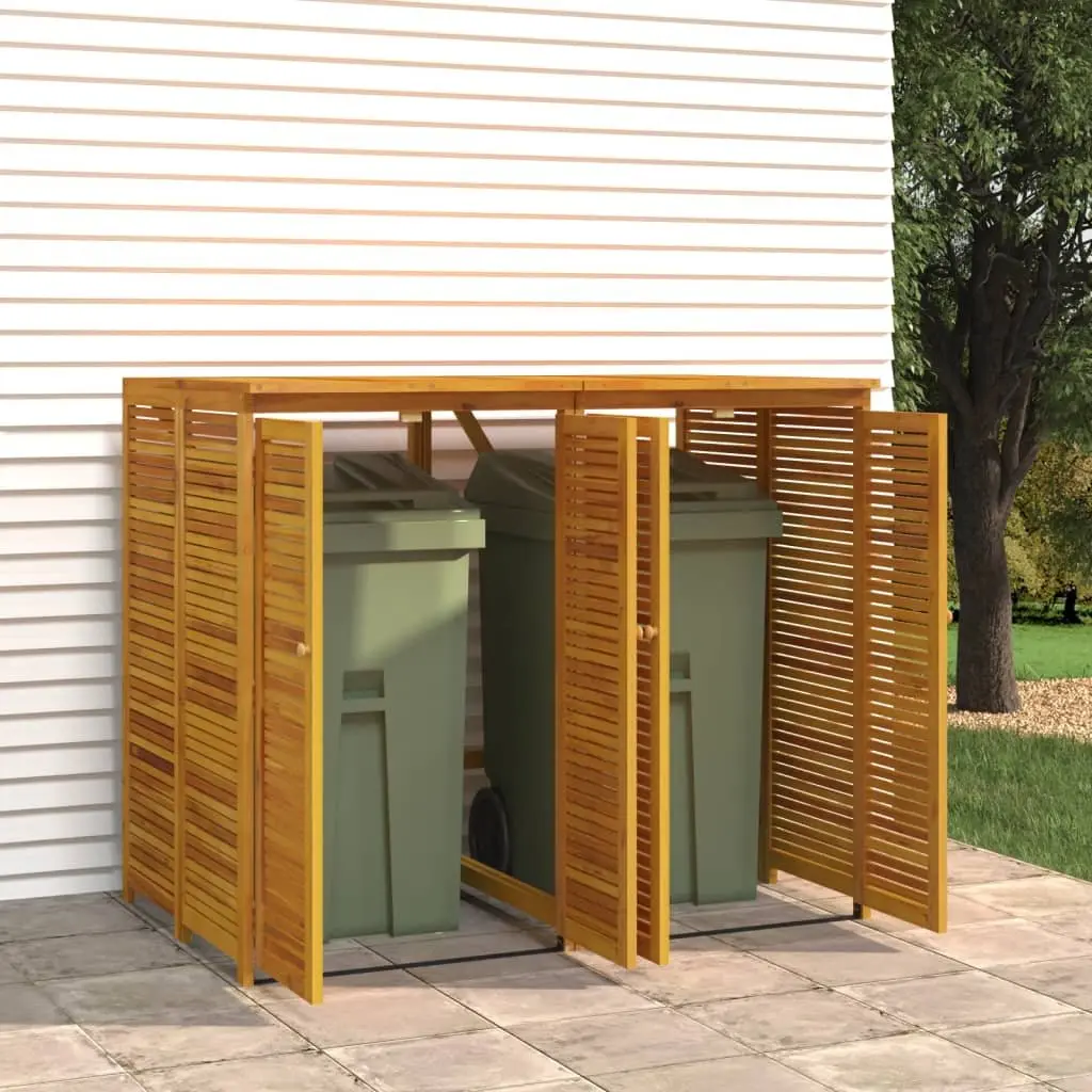 Double Garbage Bin Shed Waste Container Enclosure 140x89x117 cm Brown Solid Wood
