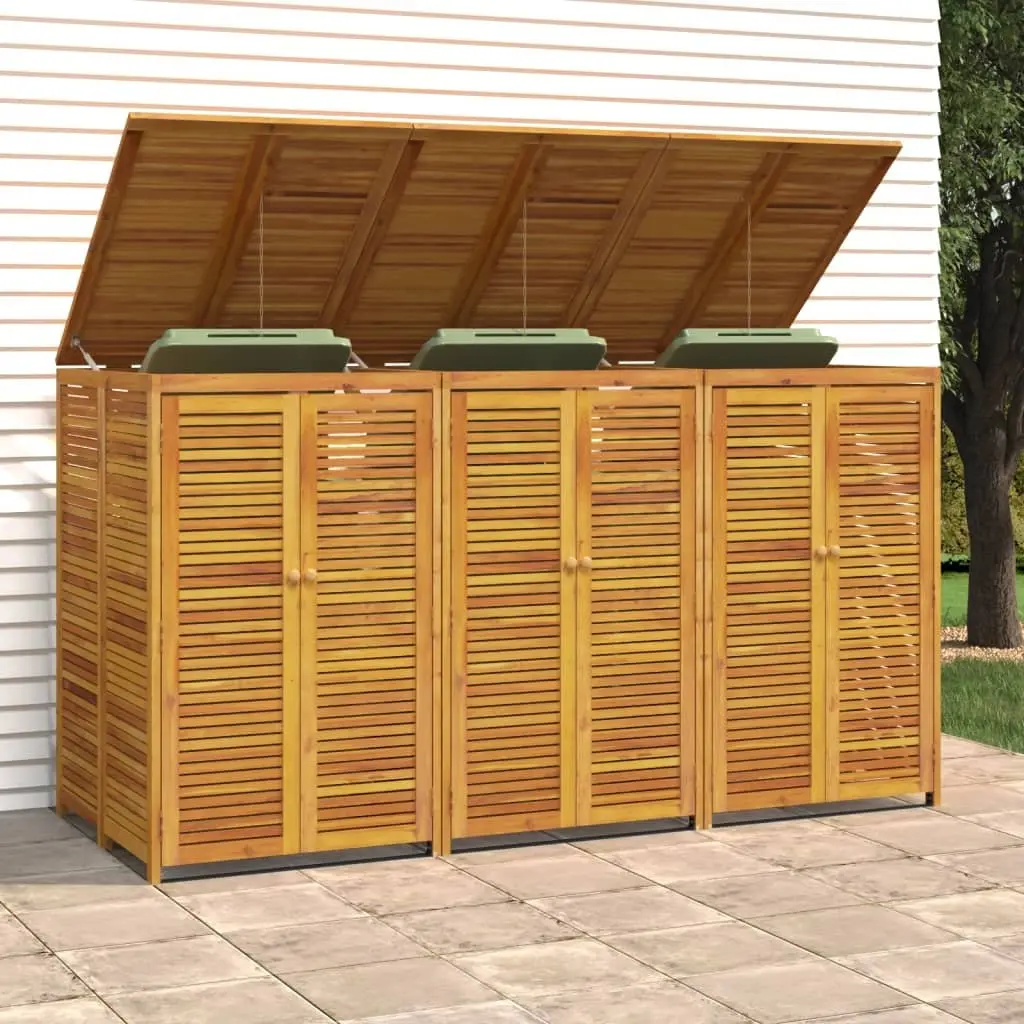 Triple Garbage Bin Shed Waste Container Enclosure 210x89x117 cm Brown