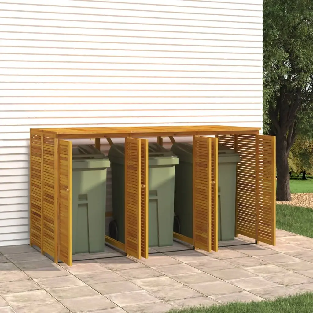 Triple Garbage Bin Shed Waste Container Enclosure 210x89x117 cm Brown