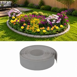 Garden Edging Borders 4 Pieces Grey 10 m Flexible Lawn Edging Strips