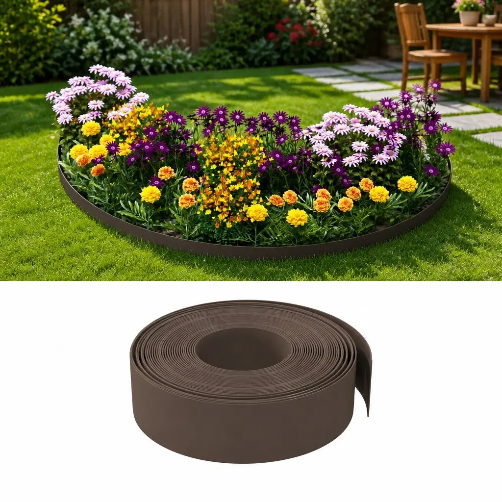 Garden Edging Borders Flexible Lawn Edge 10 m Brown 3 Piece