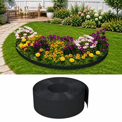 Garden Edging Borders 5 Piece Set Black Flexible Lawn Edge 10m Landscaping