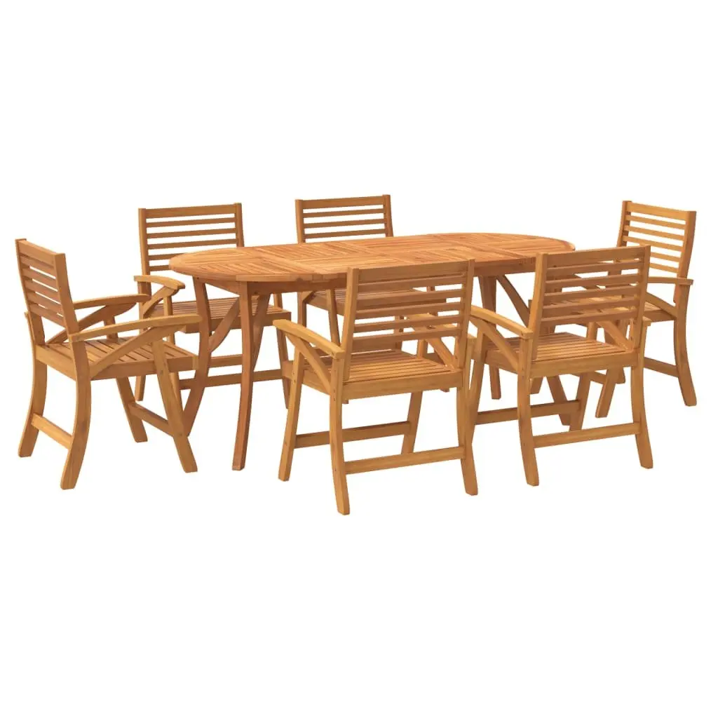 7 Piece Garden Dining Set Outdoor Furniture Solid Wood Acacia Brown