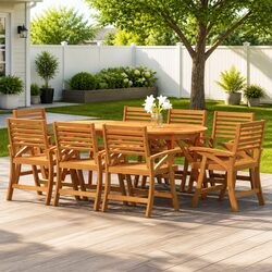 Affordable Comfort: 9 Piece Acacia Outdoor Dining Set