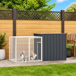 Reliable Rabbit Cage Hutch in Anthracite Steel 200x91x100cm