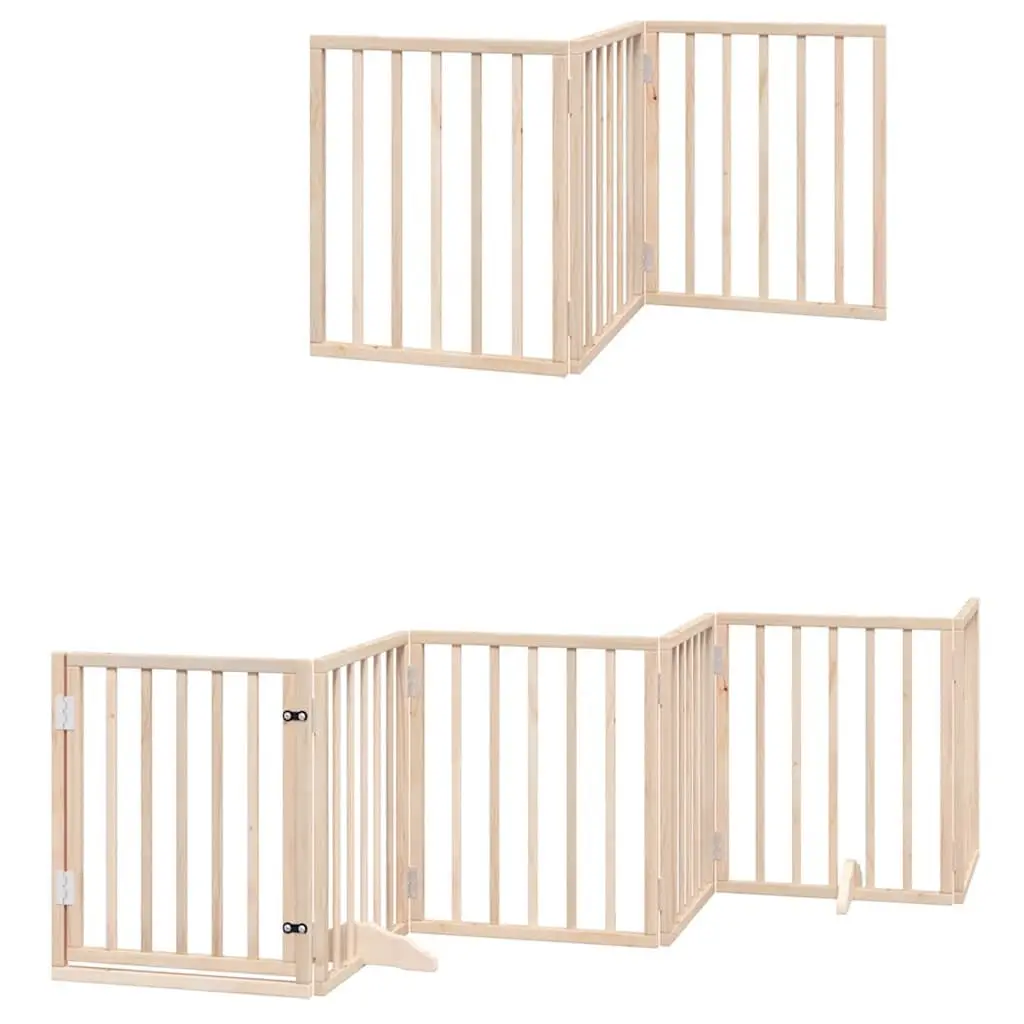 Dog Gate Foldable 12 Panels 600cm Pet Barrier Door Brown