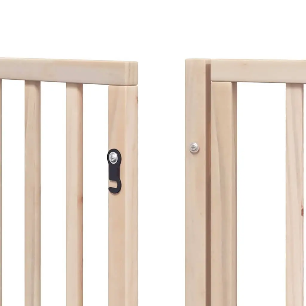 Dog Gate Foldable 9 Panels 450cm Pet Safety Barrier with Door Lock Brown