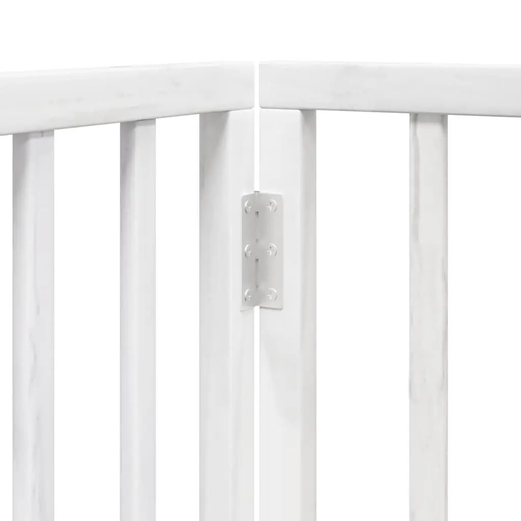 Foldable Dog Gate 9 Panels with Door White Poplar Wood Pet Barrier for Safe Living Spaces