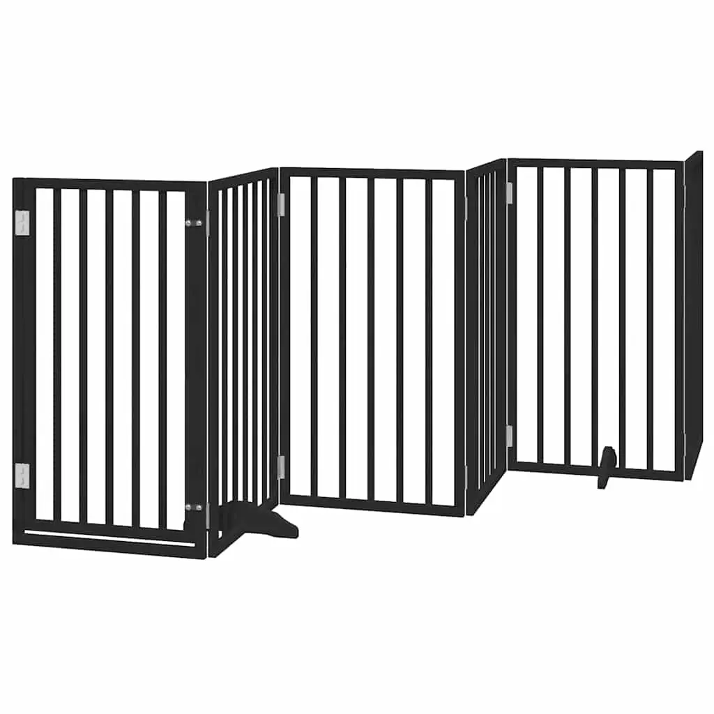 Black Wood Dog Gate with 15 Panels and Locks
