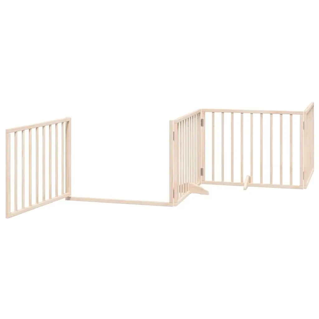 Dog Gate Foldable 6 Panel Pet Safety Barrier Enclosure 480cm Brown