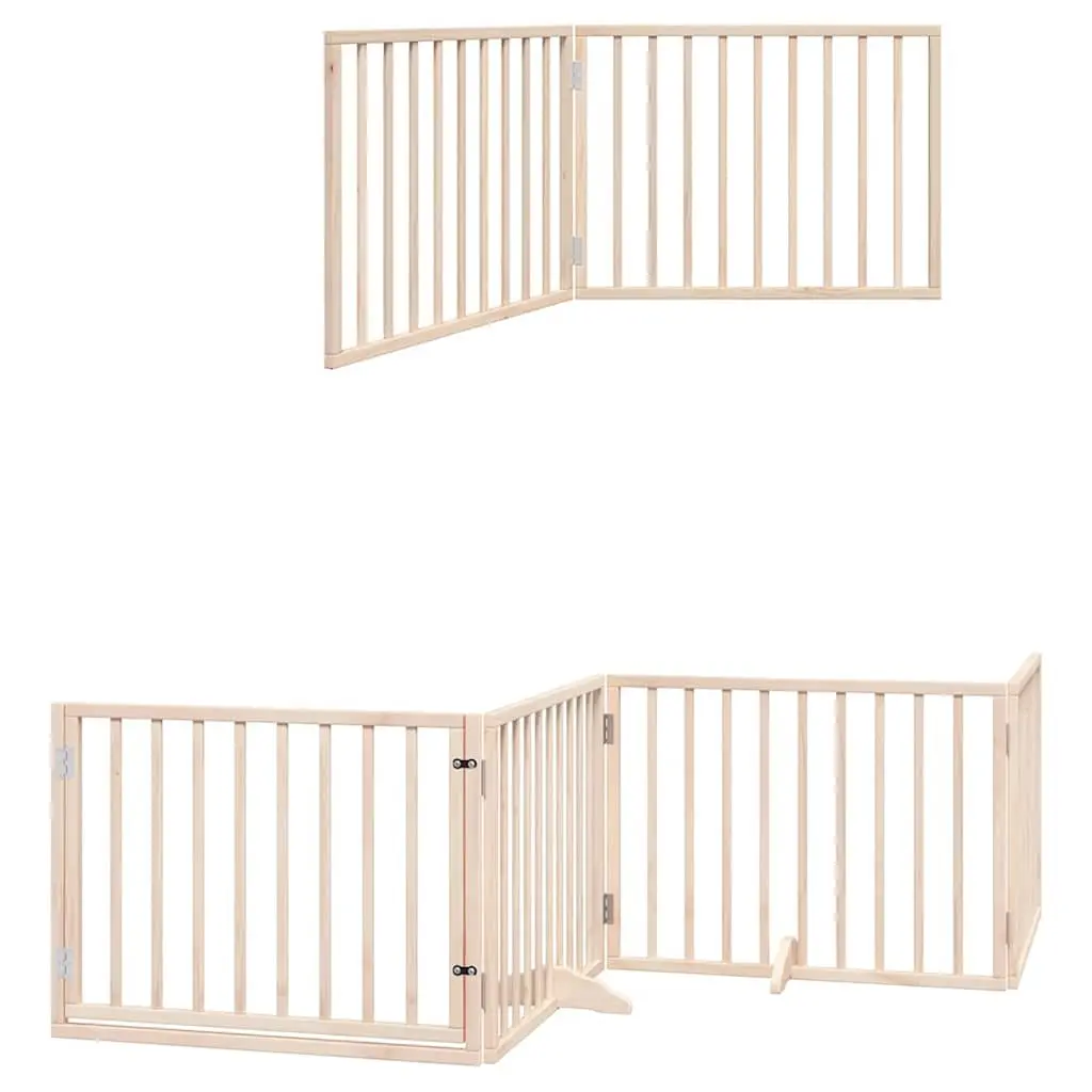 Dog Gate Foldable Pet Safety Barrier 800cm Brown Poplar Wood with Door Locks