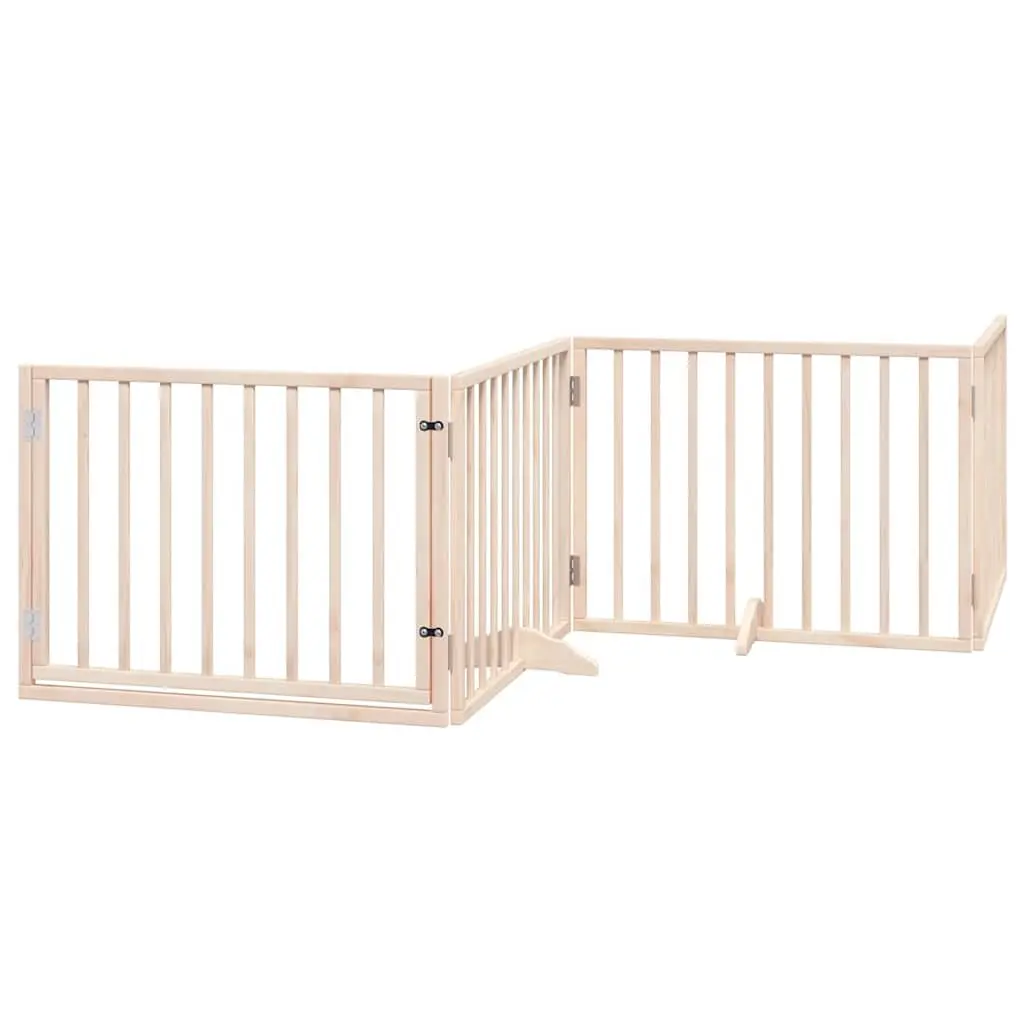 Dog Gate Foldable Pet Safety Barrier 800cm Brown Poplar Wood with Door Locks