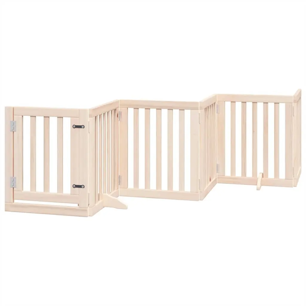 Dog Gate Foldable 9 Panels 450cm Brown Pet Safety Barrier