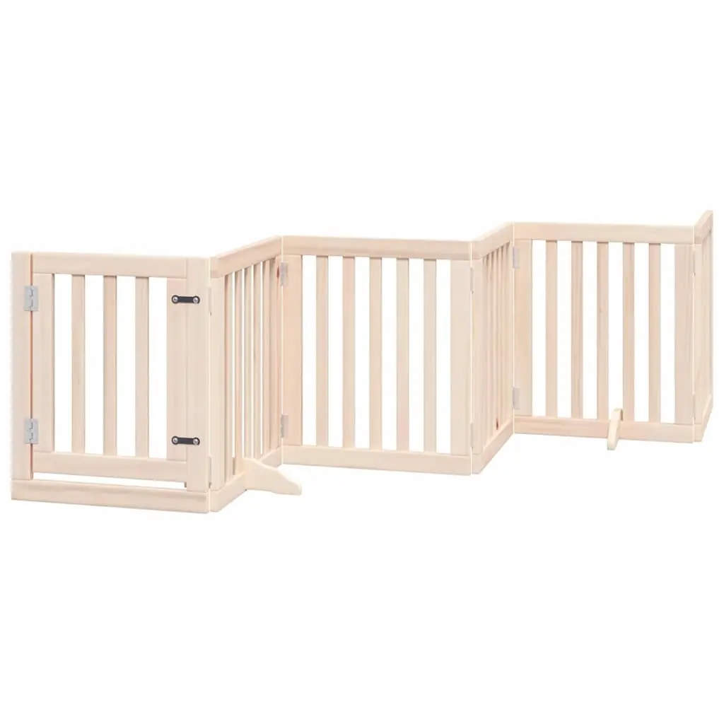 Dog Gate Foldable 15 Panels 750cm Brown Poplar Wood Pet Safety Barrier