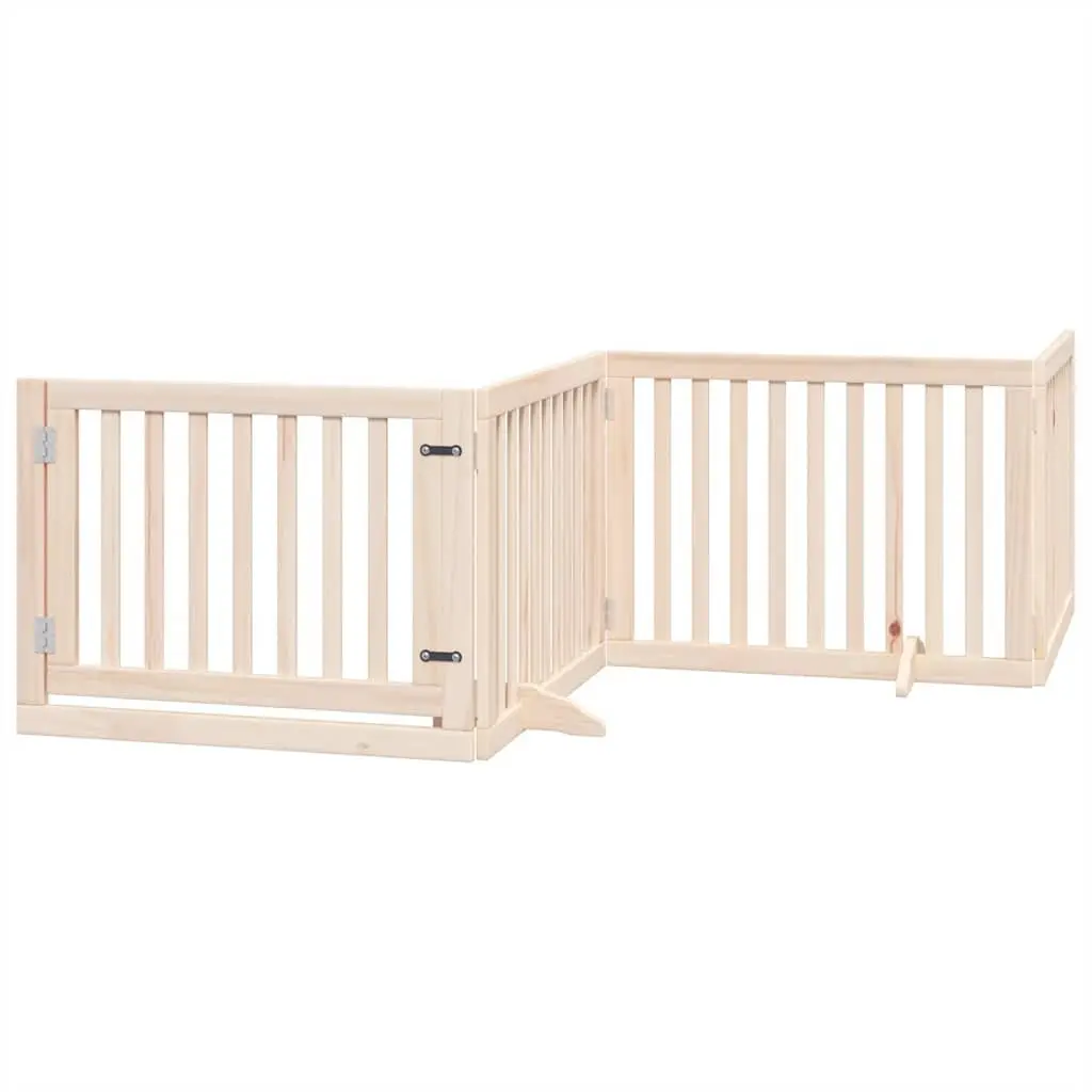 Dog Gate Foldable 12 Panels 960 cm Poplar Wood Pet Enclosure Brown