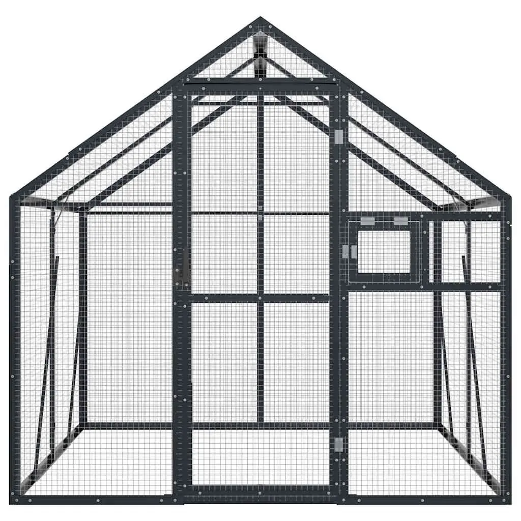 Large Bird Aviary Outdoor Cage Anthracite Metal Frame Enclosure for Parrots 1.79 x 2 x 1.85 m