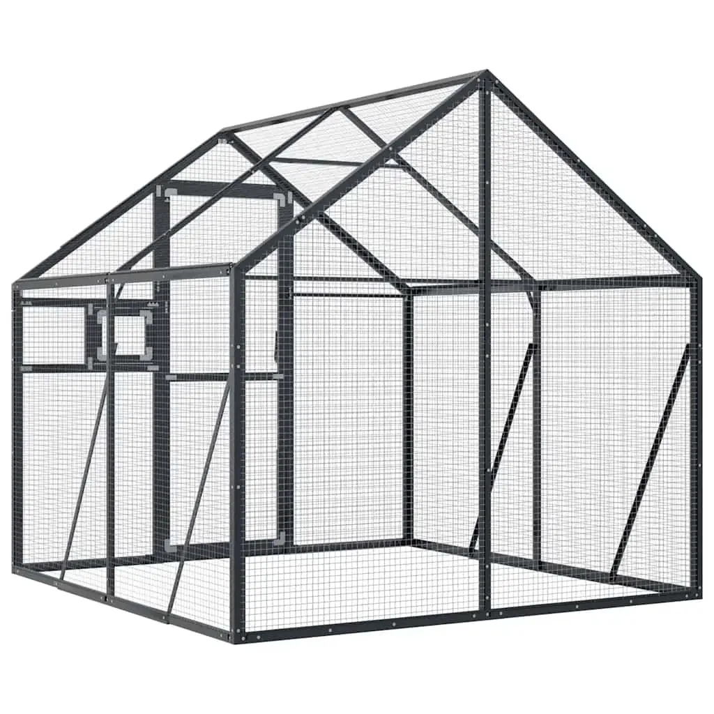 Large Bird Aviary Outdoor Cage Anthracite Metal Frame Enclosure for Parrots 1.79 x 2 x 1.85 m