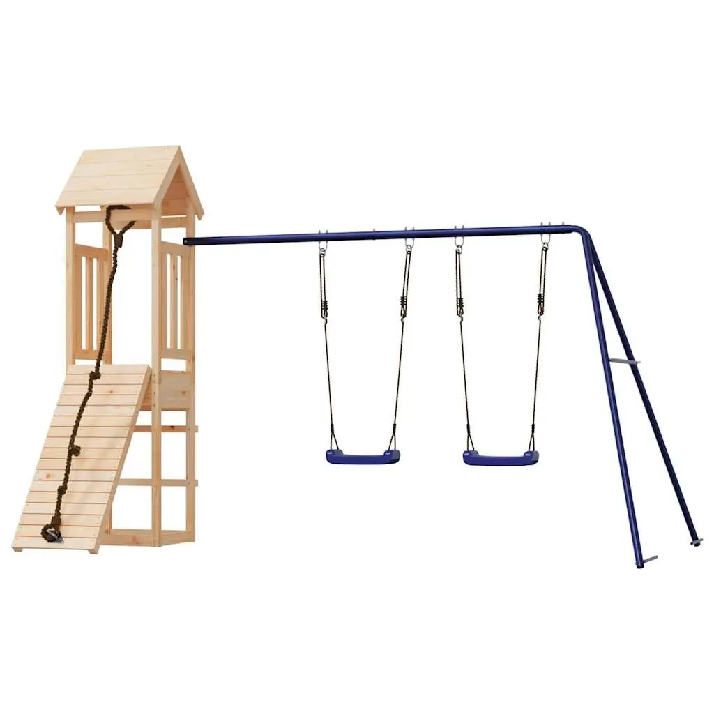 Outdoor Playset Solid Wood Swing Climbing Frame Sandbox Children Backyard Play