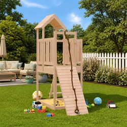 Wooden Playhouse with Climbing Features for Safe Play