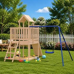 Outdoor Playset Wooden Swing Set Climbing Frame Sandbox Backyard Play Equipment