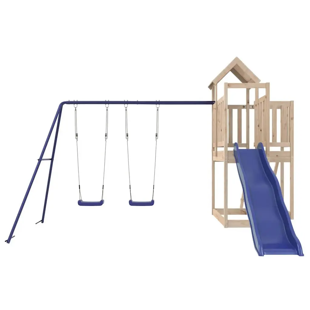 Wooden Outdoor Playset Swing Set Climbing Frame Wave Slide Sandbox Children