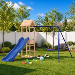 Safe Outdoor Playset with Slide and Swing for Kids