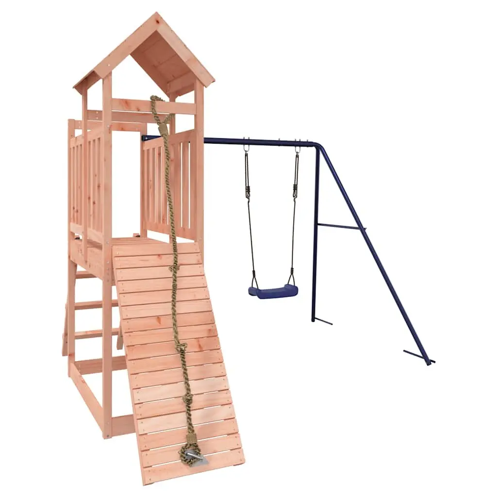 Wooden Playset Outdoor Climbing Frame Slide Swing Sandbox Brown