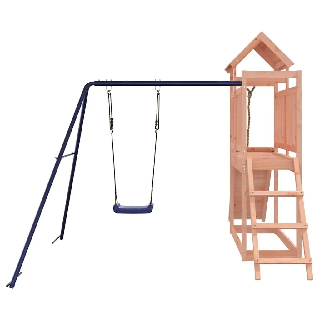 Wooden Playset Outdoor Climbing Frame Slide Swing Sandbox Brown