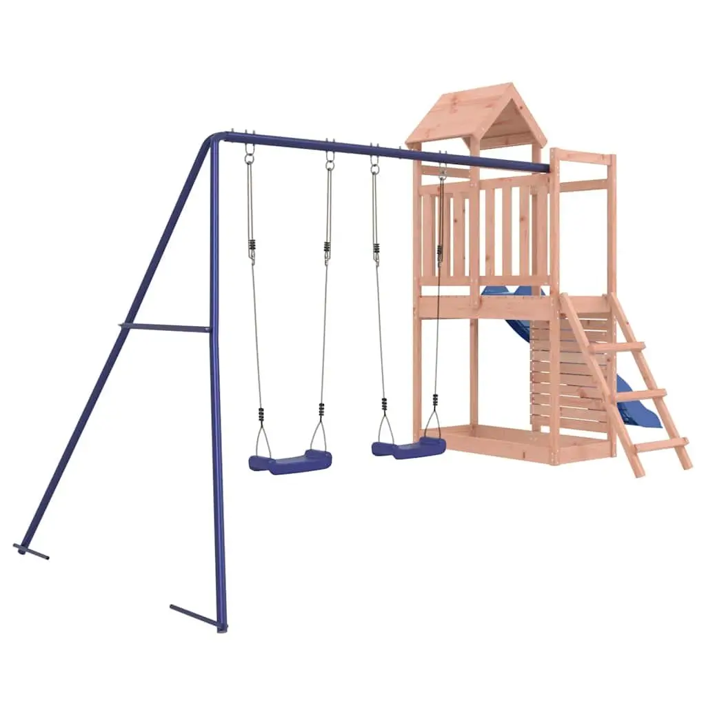 Outdoor Playset Climbing Frame Slide Swing Sandpit Wooden 90 cm Height Brown