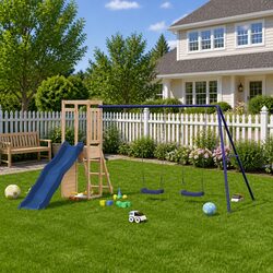 Sturdy Outdoor Wooden Playset for Kids' Playtime