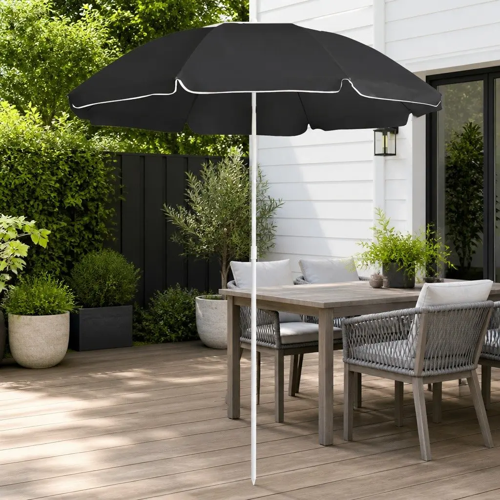 Garden Parasol Outdoor Shade Umbrella 180cm Anthracite Steel Pole Tilt Function