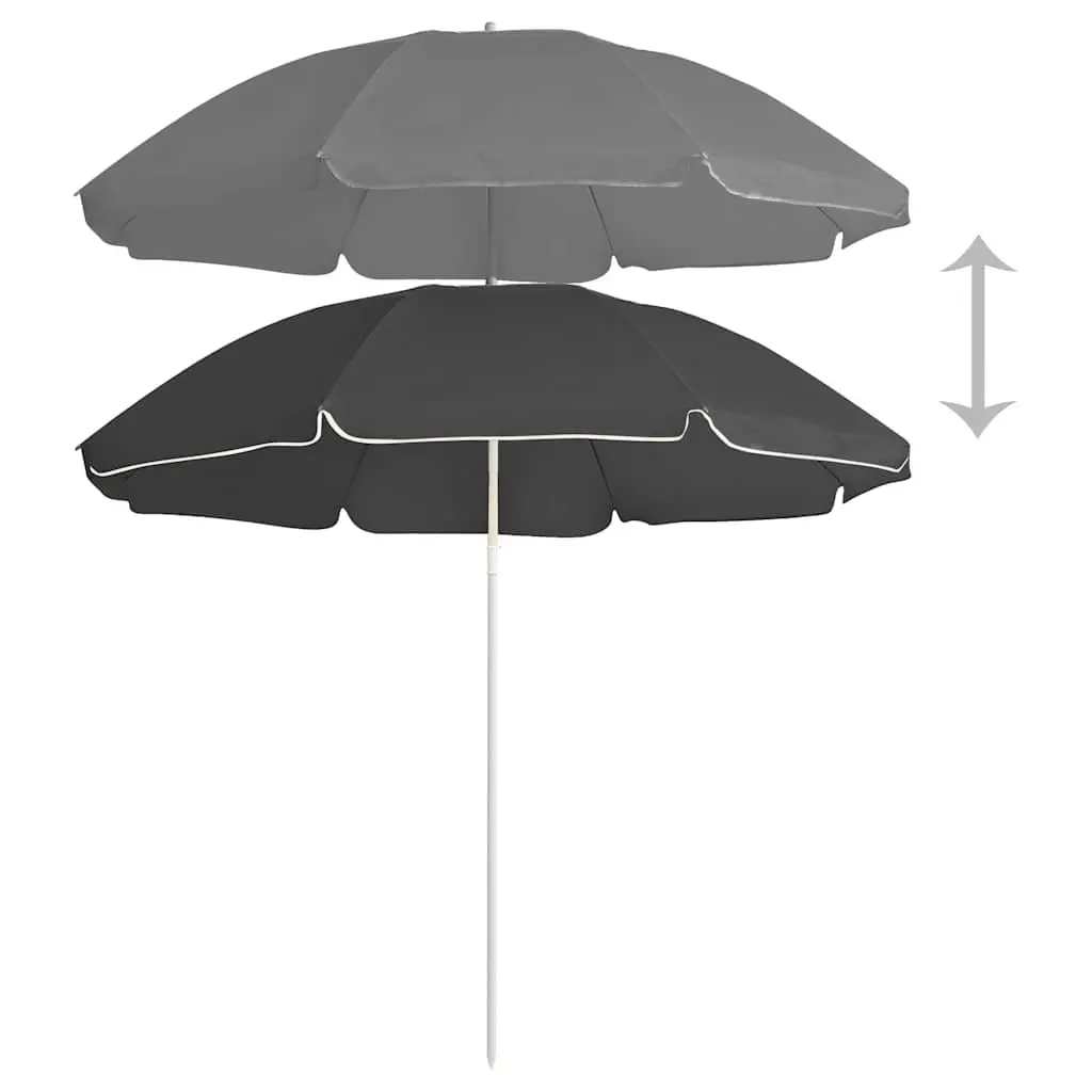 Garden Parasol Outdoor Shade Umbrella 180cm Anthracite Steel Pole Tilt Function