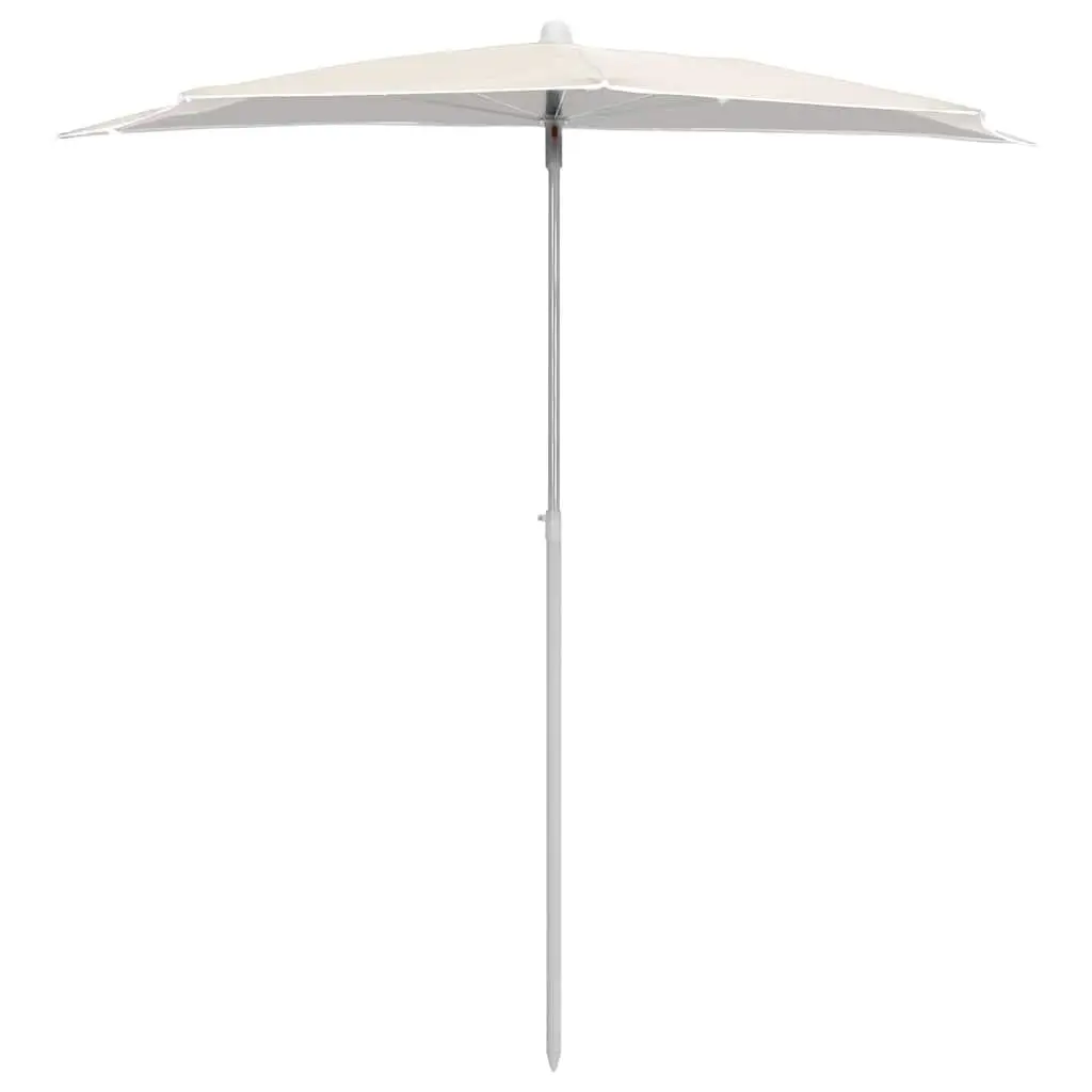 Half Round Garden Parasol Outdoor Shade UV Protective 180 x 90 cm Cream
