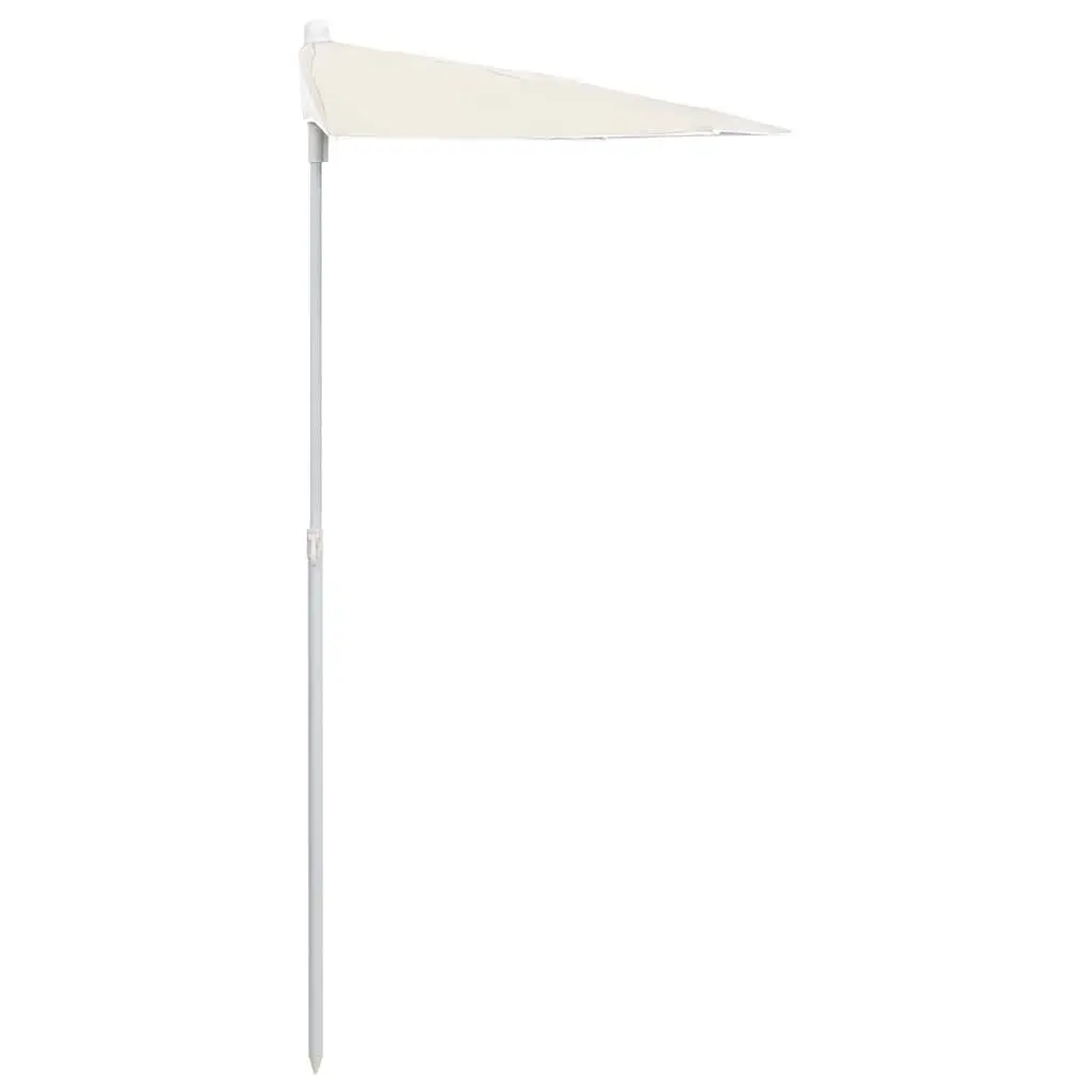 Half Round Garden Parasol Outdoor Shade UV Protective 180 x 90 cm Cream