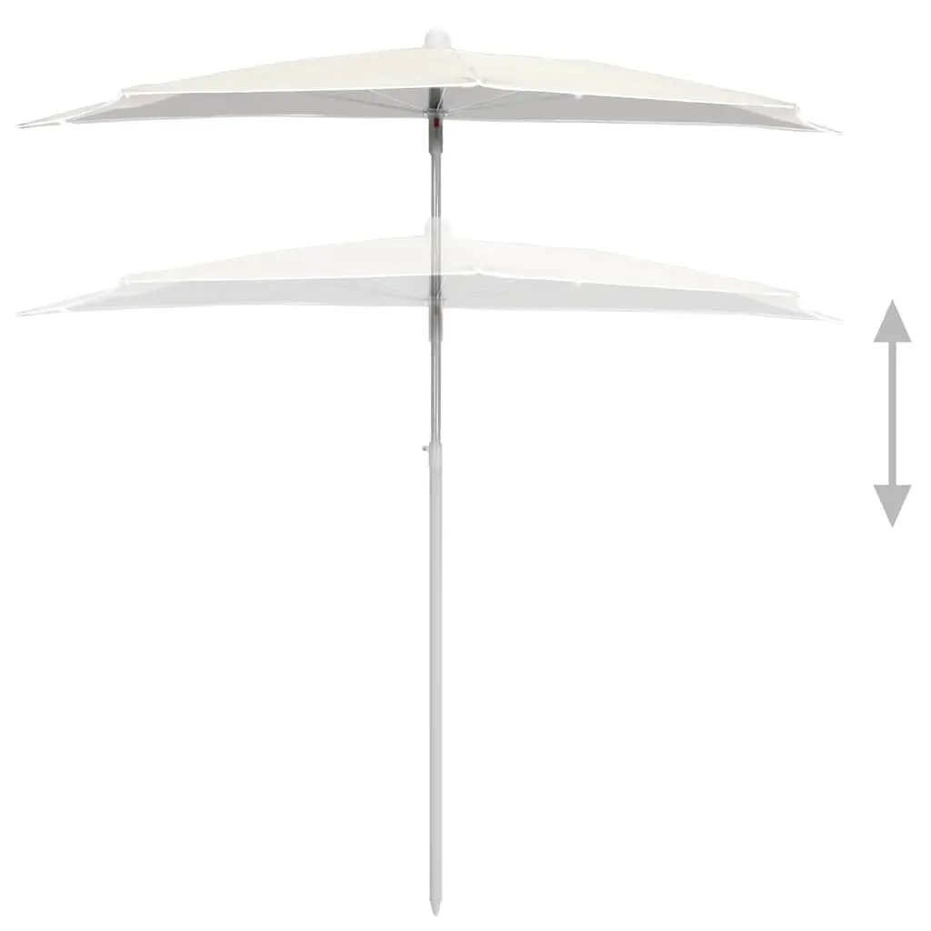 Half Round Garden Parasol Outdoor Shade UV Protective 180 x 90 cm Cream