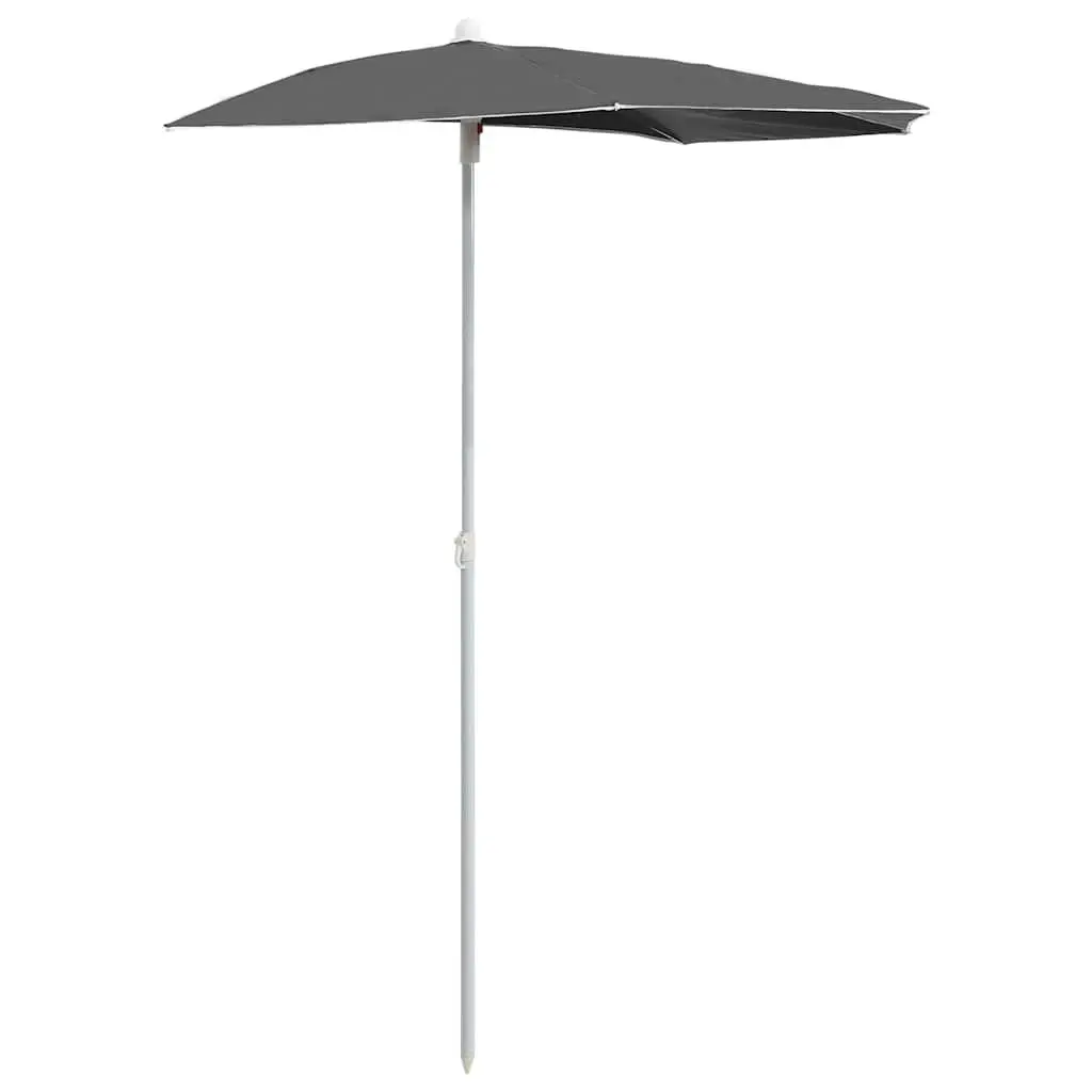 Half Round Garden Parasol Outdoor Sunshade 180x90 cm Anthracite
