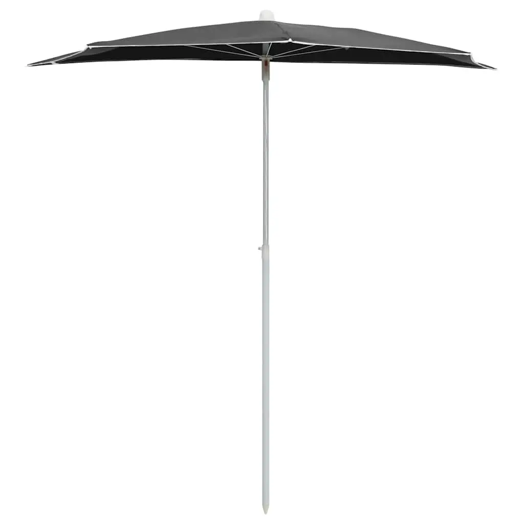 Half Round Garden Parasol Outdoor Sunshade 180x90 cm Anthracite