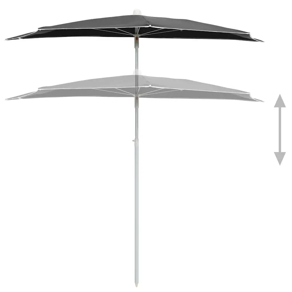 Half Round Garden Parasol Outdoor Sunshade 180x90 cm Anthracite