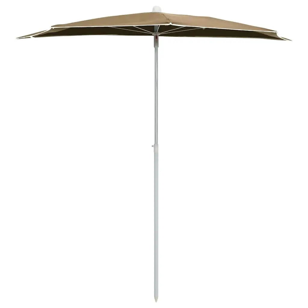 Half Round Garden Parasol Outdoor Sun Shade 180 x 90 cm Taupe