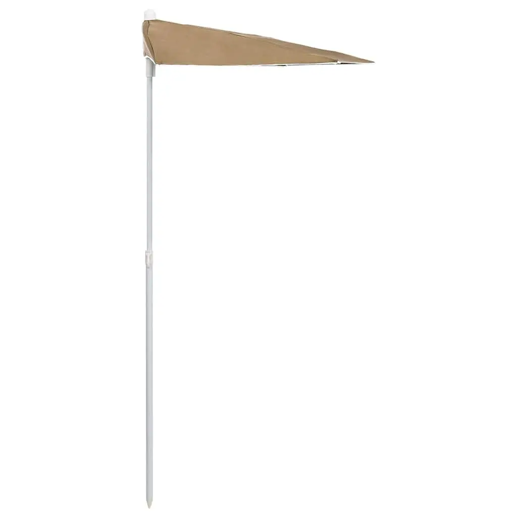Half Round Garden Parasol Outdoor Sun Shade 180 x 90 cm Taupe