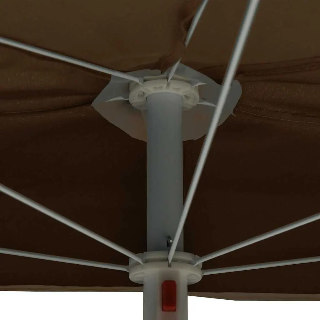 Half Round Garden Parasol Outdoor Sun Shade 180 x 90 cm Taupe