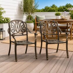 Comfortable Brown Outdoor Garden Chairs - 2 Piece Set