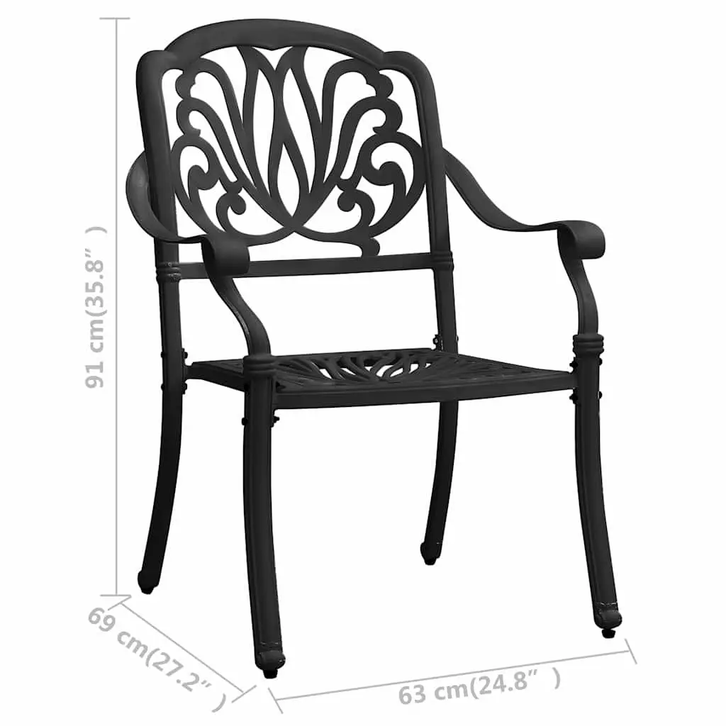 Outdoor Dining Chairs Garden Seating 2 Piece Set Black