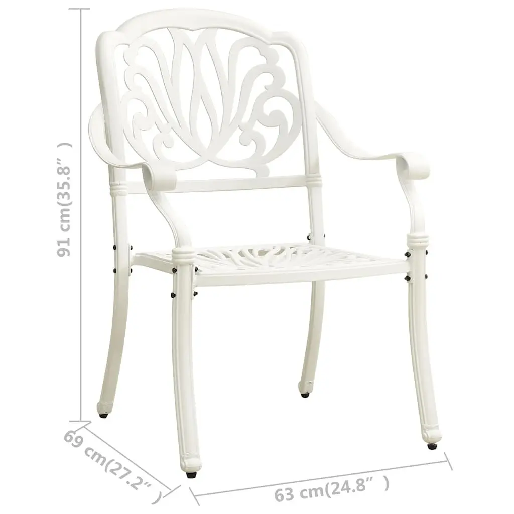 Outdoor Chairs 2 Piece Set Garden Dining Seating White Armchair