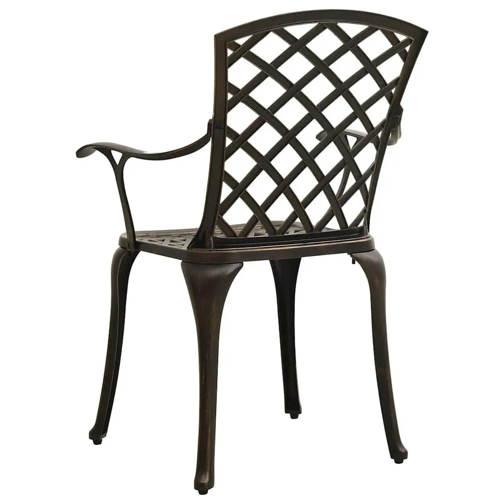 Outdoor Garden Chairs Set Dining Cast Aluminium Brown