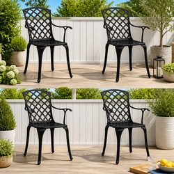 Reliable Black Cast Aluminium Garden Chairs Set of 4