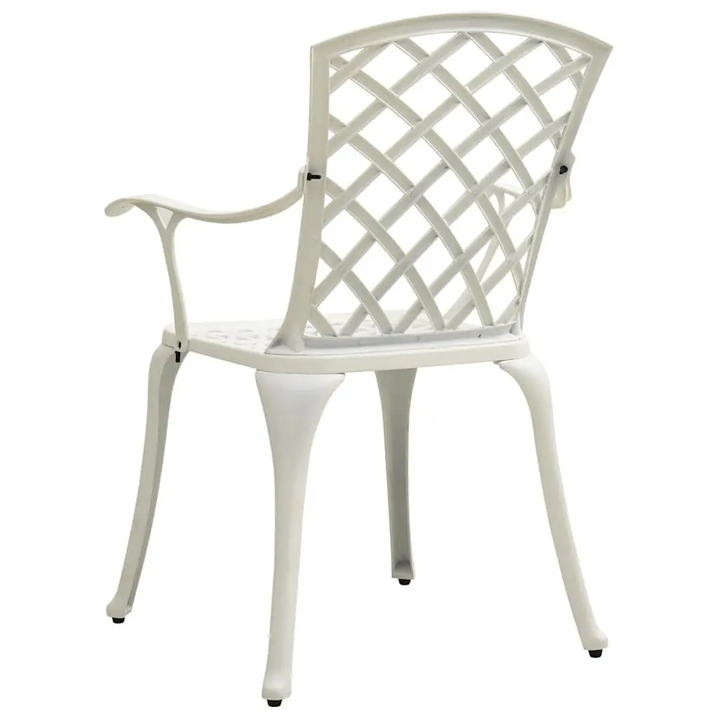 Outdoor Dining Chairs Set 4 Pcs Cast Aluminium Garden Seating White
