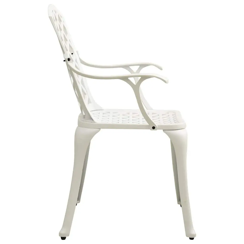 Outdoor Dining Chairs Set 4 Pcs Cast Aluminium Garden Seating White