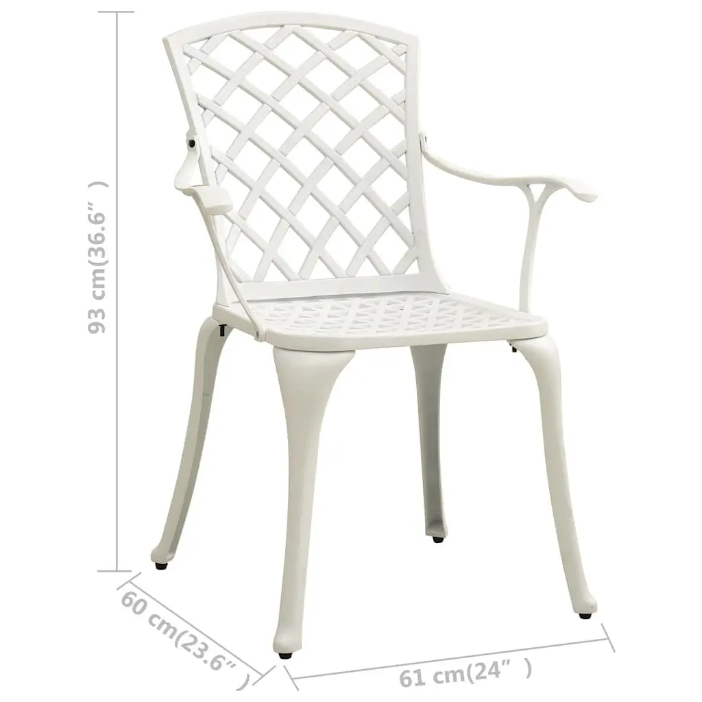 Outdoor Dining Chairs Set 4 Pcs Cast Aluminium Garden Seating White