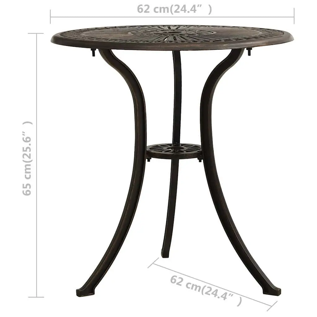 Garden Table Outdoor Patio Furniture Cast Aluminium Brown 62x62x65cm Tea Coffee